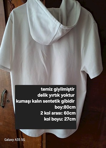 tişört  Beyaz Kapüşonlu Kısa Kollu - Görsel 2