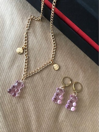 Ayıcık kolye küpe set
