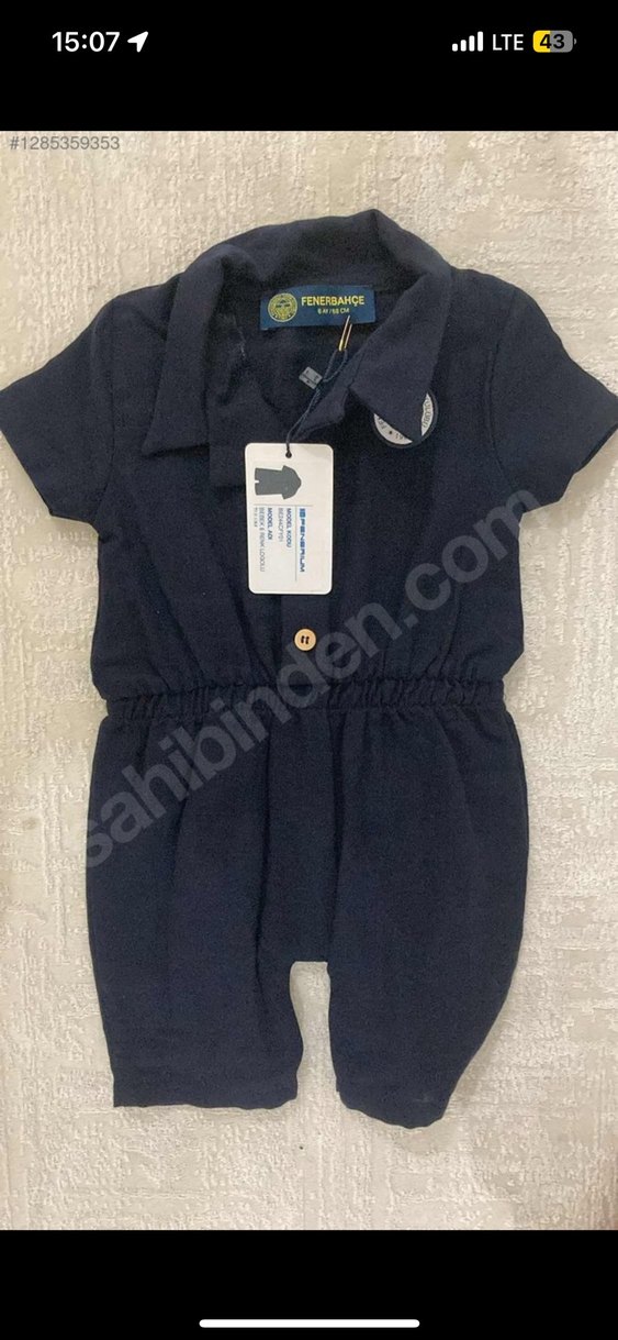 Düğmeli Lacivert Denim Bebek Tulum - Görsel 3