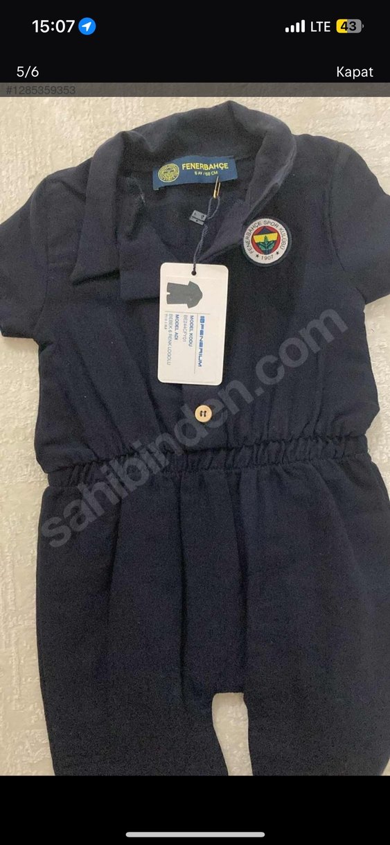 Düğmeli Lacivert Denim Bebek Tulum - Görsel 4