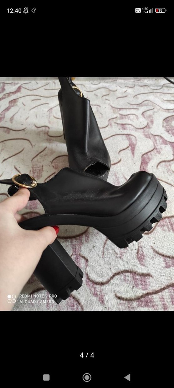 Siyah Rugan Tokalı Platform Topuklu Ayakkabı - Görsel 2