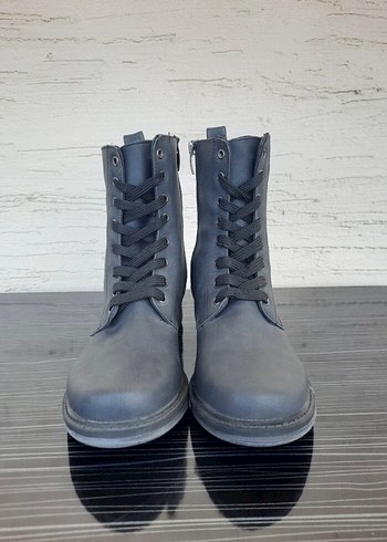 Kinetix Gri Kadın Blok Topuklu Goth Bot - Görsel 2