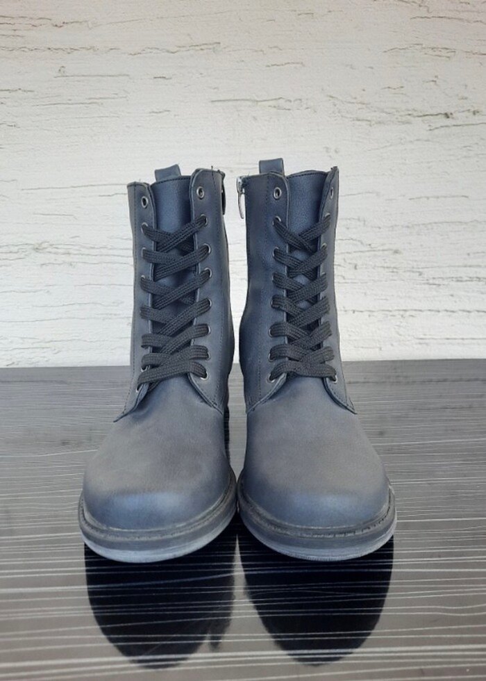 Kinetix Gri Kadın Blok Topuklu Goth Bot - Görsel 2