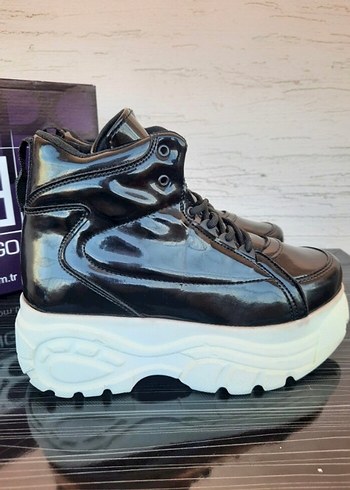 Butigo Siyah Rugan Platform Topuklu Kadın Spor Ayakkabı - Görsel 6