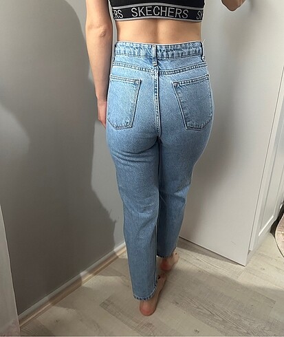 xs Beden mavi Renk Yırtık Jean