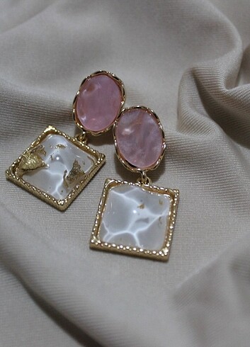 Beden Klipsli Pembe Vintage Küpe