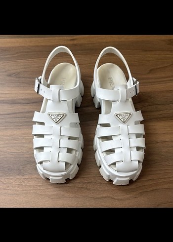 Prada Beyaz Platform Topuklu Sandalet - Görsel 2