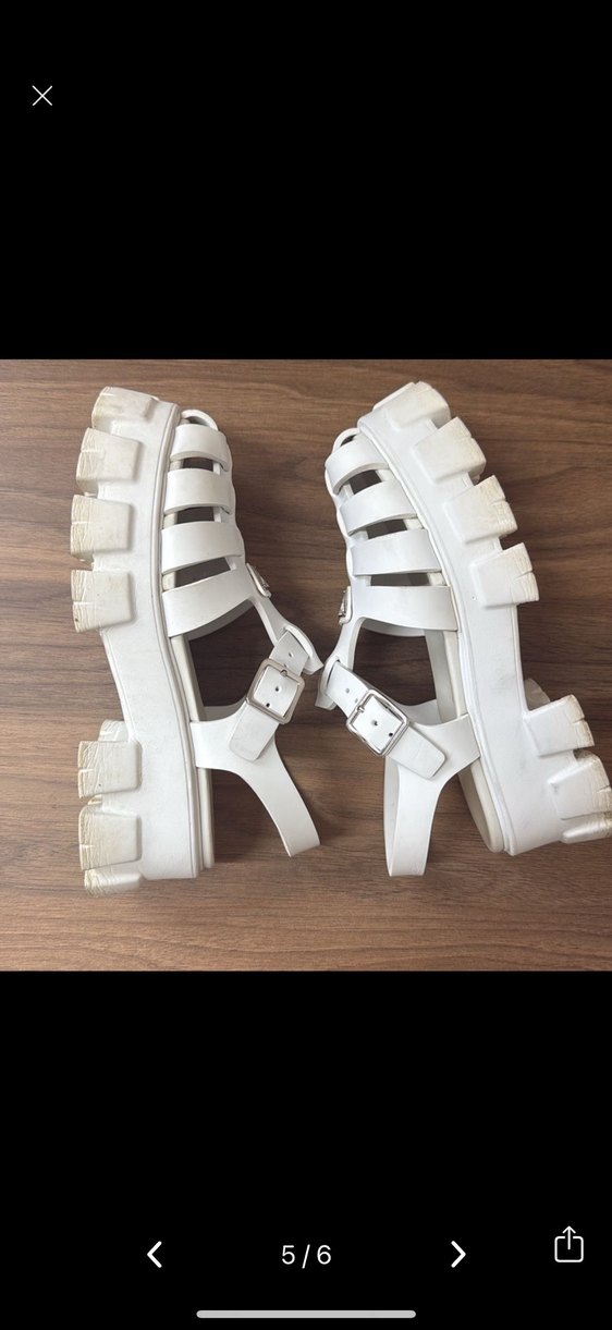 Prada Beyaz Platform Topuklu Sandalet - Görsel 5