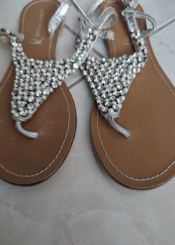 River Island Işıl Işıl taş İşlemeli Bej Kadın Sandalet