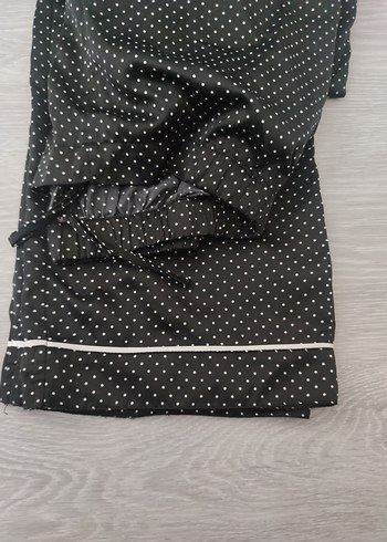 Siyah satenPuantiyeli Uzun Kollu Midi Pijama Takımı - Görsel 6