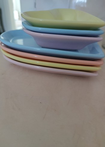 2K Pastel Renkli Seramik Tabak Seti