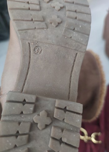 Kahverengi Süet Kadın Botları Tokalı Dolgu Topuk - Görsel 7