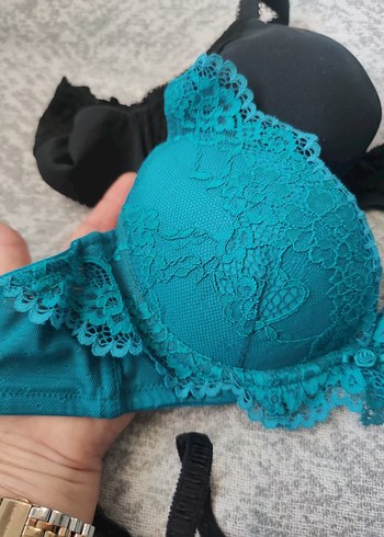 Turkuaz ve Siyah Gotik Sütyen Seti - Görsel 4