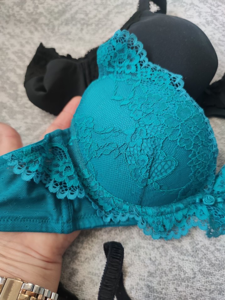 Turkuaz ve Siyah Gotik Sütyen Seti - Görsel 4