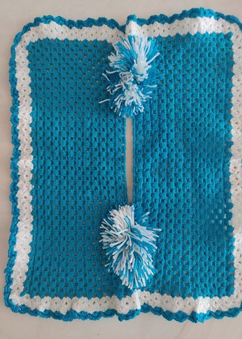 Mavi Örgü eskilerden gırgır örtüsü - Görsel 3