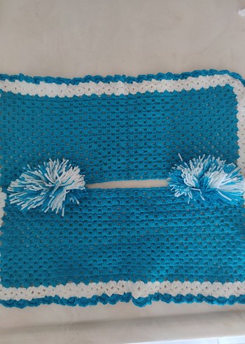 Mavi Örgü eskilerden gırgır örtüsü - Görsel 2