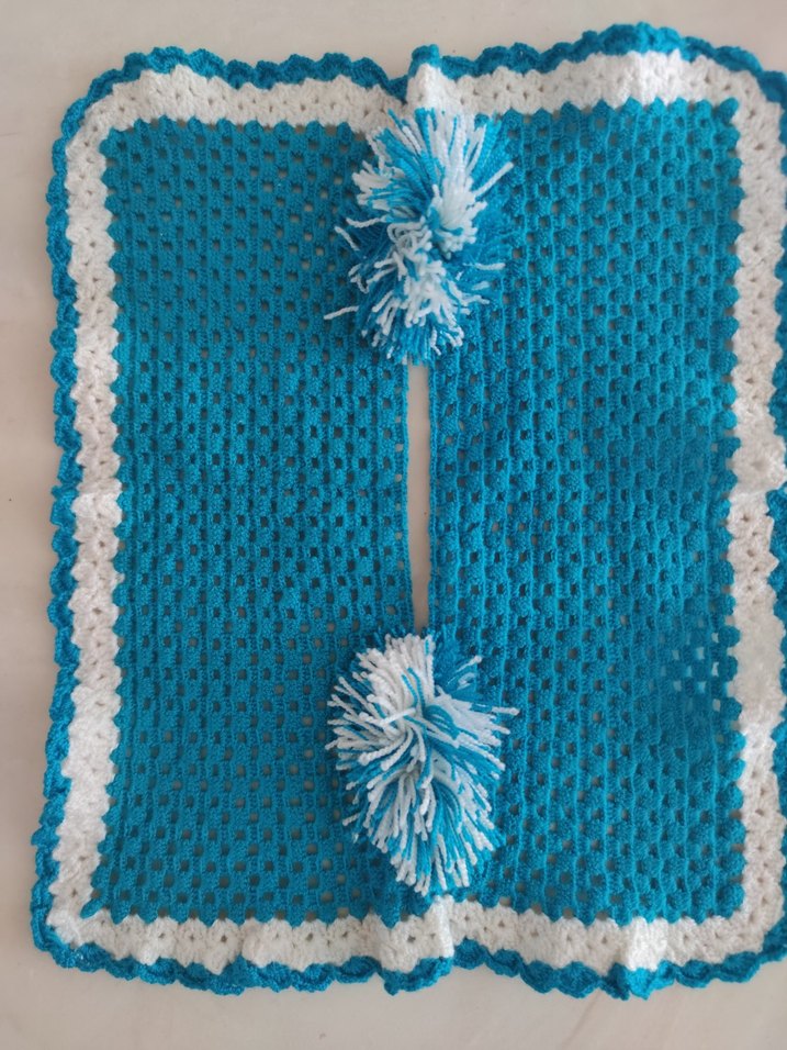 Mavi Örgü eskilerden gırgır örtüsü - Görsel 3