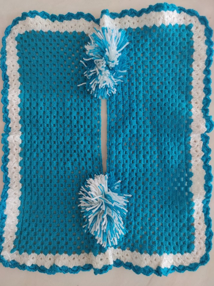 Mavi Örgü eskilerden gırgır örtüsü - Görsel 4