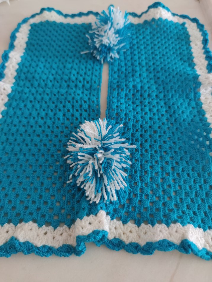 Mavi Örgü eskilerden gırgır örtüsü - Görsel 5