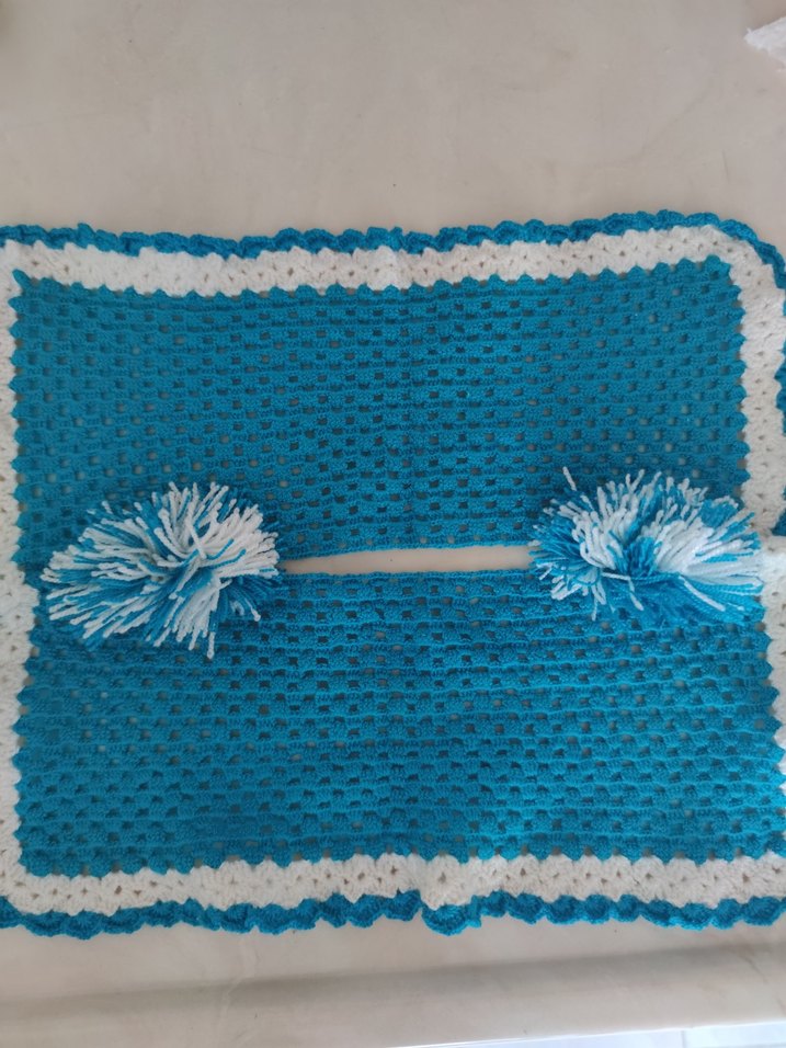 Mavi Örgü eskilerden gırgır örtüsü - Görsel 2