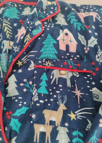 Bohem Çok Renkli  yılbaşı desenleriyle Kadın Pijama Takımı - Görsel 5