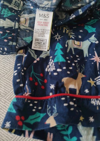 Bohem Çok Renkli  yılbaşı desenleriyle Kadın Pijama Takımı - Görsel 7