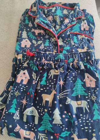 Bohem Çok Renkli  yılbaşı desenleriyle Kadın Pijama Takımı - Görsel 2