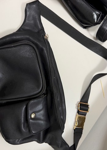 Kadın Siyah Deri Bel Çantası - Görsel 2