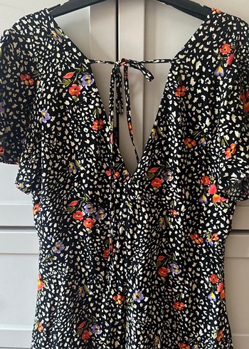 Forever 21 Çiçek Desenli V Yaka Midi Bohem Tulum