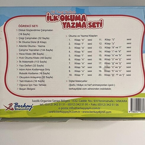 ilk okuma yazma seti