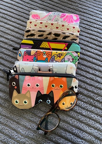 Renkli Kedi Desenli Gözlük Kılıfları - Görsel 2