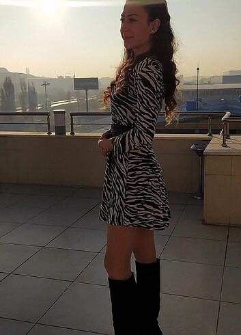 Zebra desenli elbise
