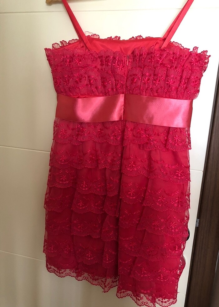 Pembe katlı elbise - Görsel 2