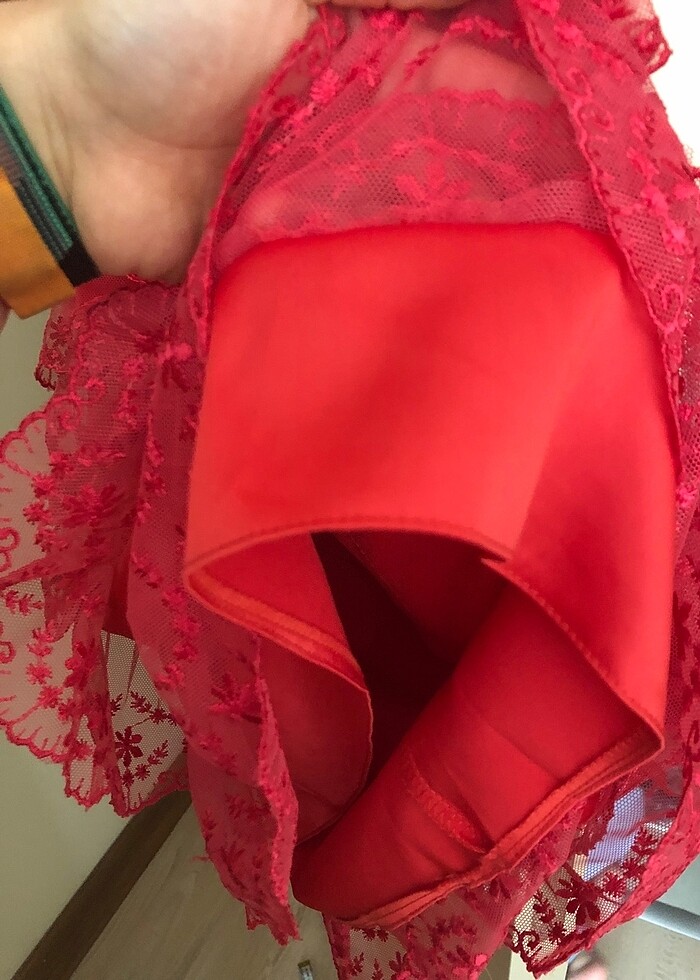 Pembe katlı elbise - Görsel 3