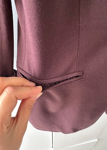 Bordo Düğmeli Kadın Blazer Ceket - Görsel 3