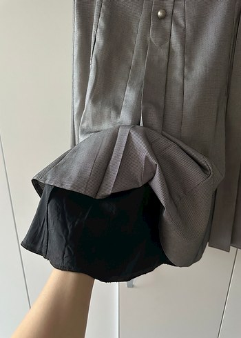 Düğmeli Gri Midi Kadın Etek - Görsel 2