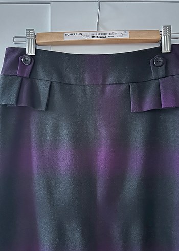 Mor Kuşaklı Midi Kalem Etek - Görsel 3