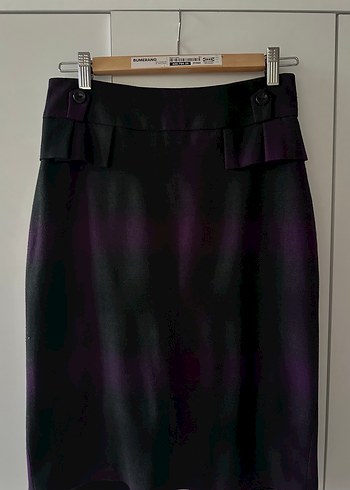 Mor Kuşaklı Midi Kalem Etek - Görsel 2