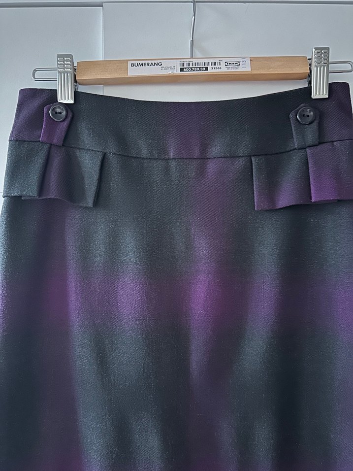 Mor Kuşaklı Midi Kalem Etek - Görsel 3