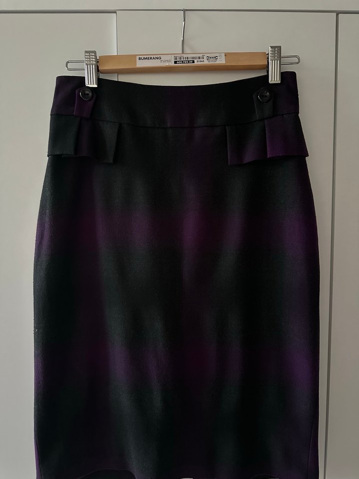 Mor Kuşaklı Midi Kalem Etek - Görsel 2