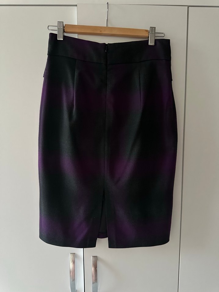 Mor Kuşaklı Midi Kalem Etek - Görsel 4