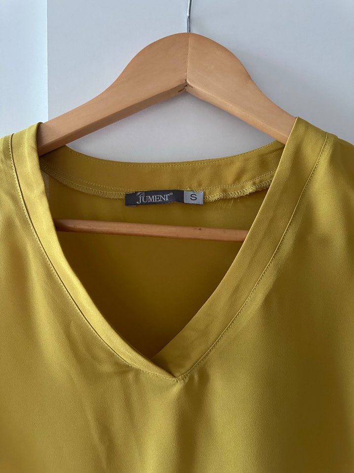 Sarı V Yaka Kadın Bluz - Görsel 2