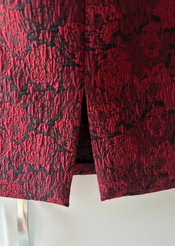 Bordo Desenli Drapeli Midi Kalem Etek - Görsel 4