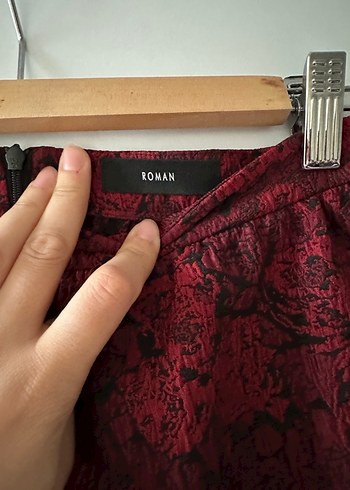 Bordo Desenli Drapeli Midi Kalem Etek - Görsel 6