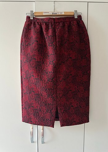 Bordo Desenli Drapeli Midi Kalem Etek - Görsel 3