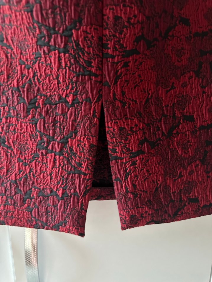 Bordo Desenli Drapeli Midi Kalem Etek - Görsel 4