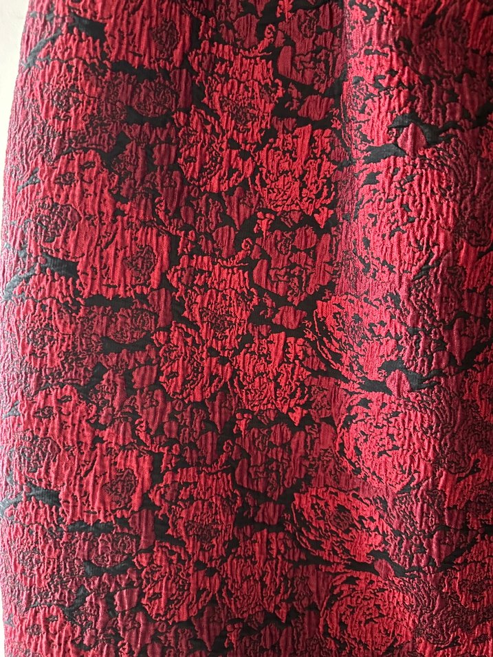 Bordo Desenli Drapeli Midi Kalem Etek - Görsel 2