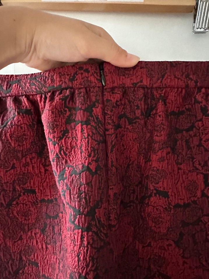 Bordo Desenli Drapeli Midi Kalem Etek - Görsel 5