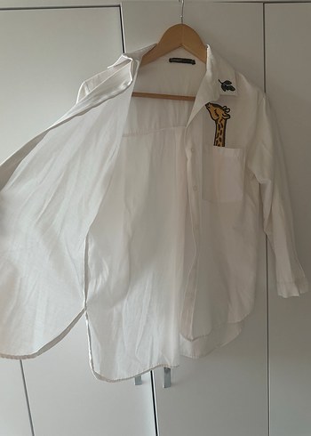 Nakışlı Beyaz Keten Gömlek - Görsel 4