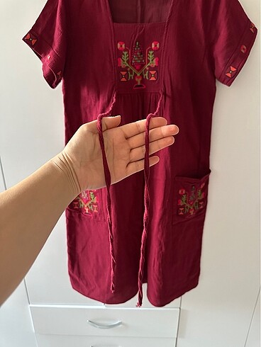 Zara Şile bezi mürdüm elbise